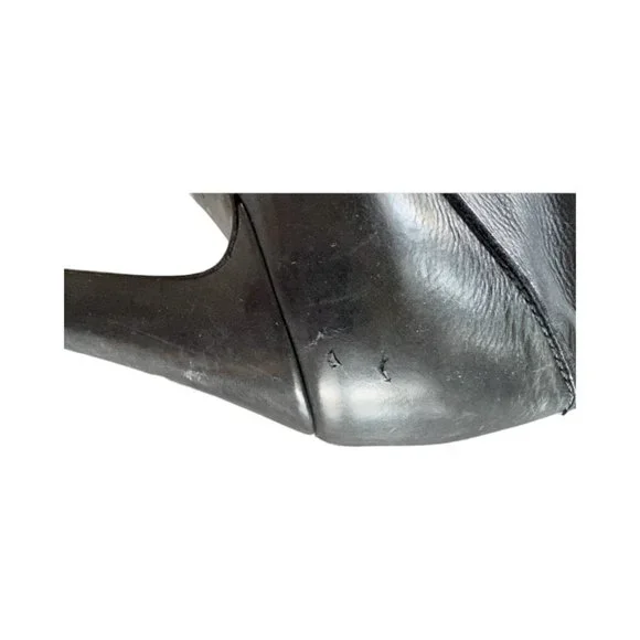 Givenchy Thigh-High Navy Leather Boots with Zippers And Buckles